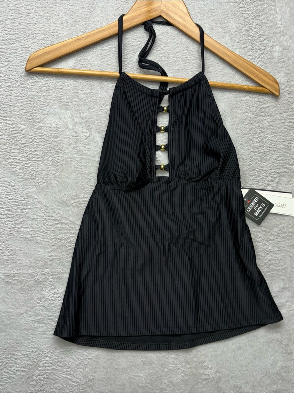 Salt + Cove Black One-Piece Halter Swim tankini with Button Placket
